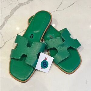 Green Slide Sandals